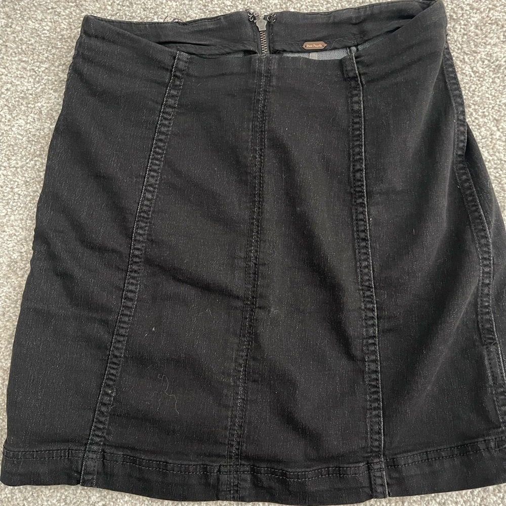 Free People Black Denim Skirt